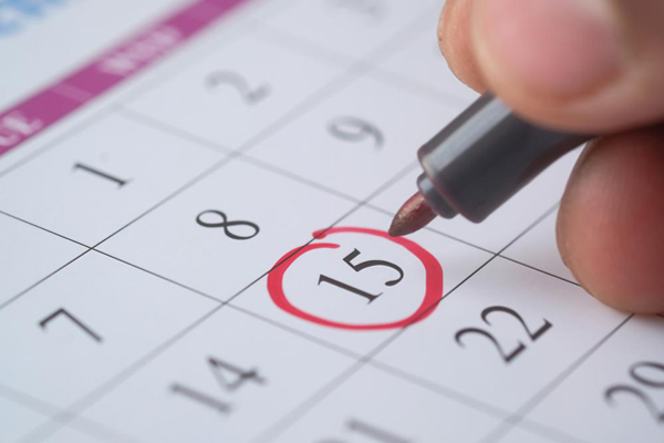 A circled date on a calendar