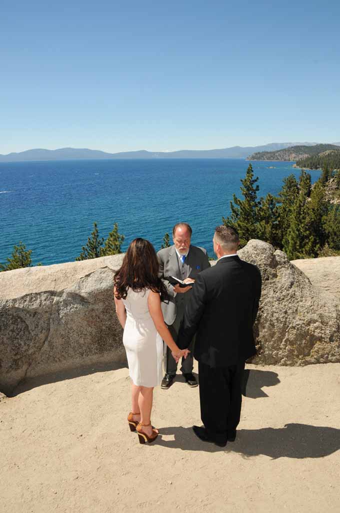 Wedding services being conducted on the bluff