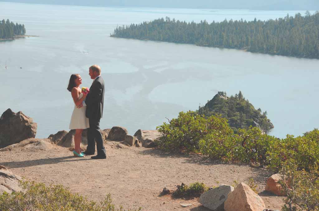 Together on the bluff after being pronounced husband and wife