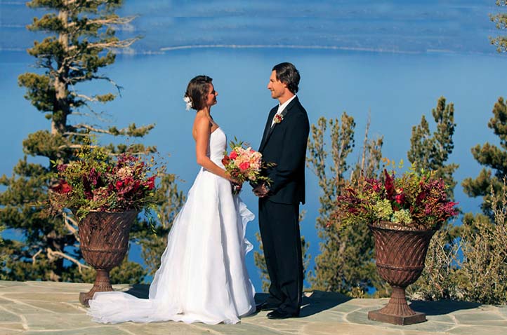Beautiful mountaintop view overlooking the lake