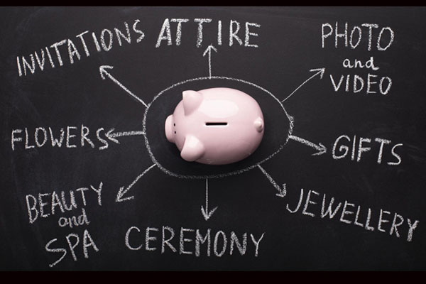 Piggy bank indicating a savings on wedding expenses