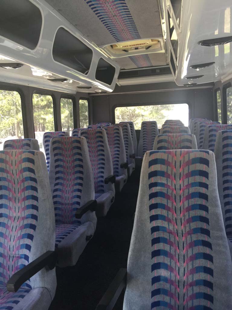 Interior view of the shuttle bus
