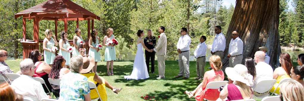 Formal wedding taking place at Tahoe Paradise Park