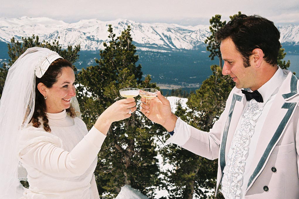Champagne toast in the snow