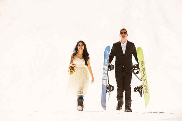 Skiers with pure white snow background