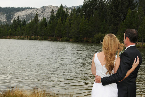 Couple looking outward toward Lake Baron