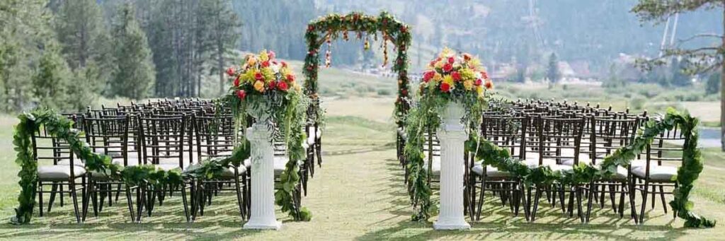 Chair and arch setup at the resort's outdoor ceremony site