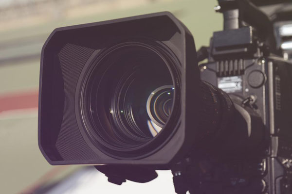 Closeup view of a video camera