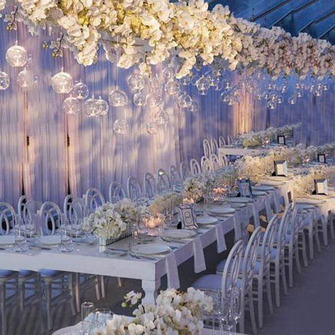 Winter wonderland decorated reception hall