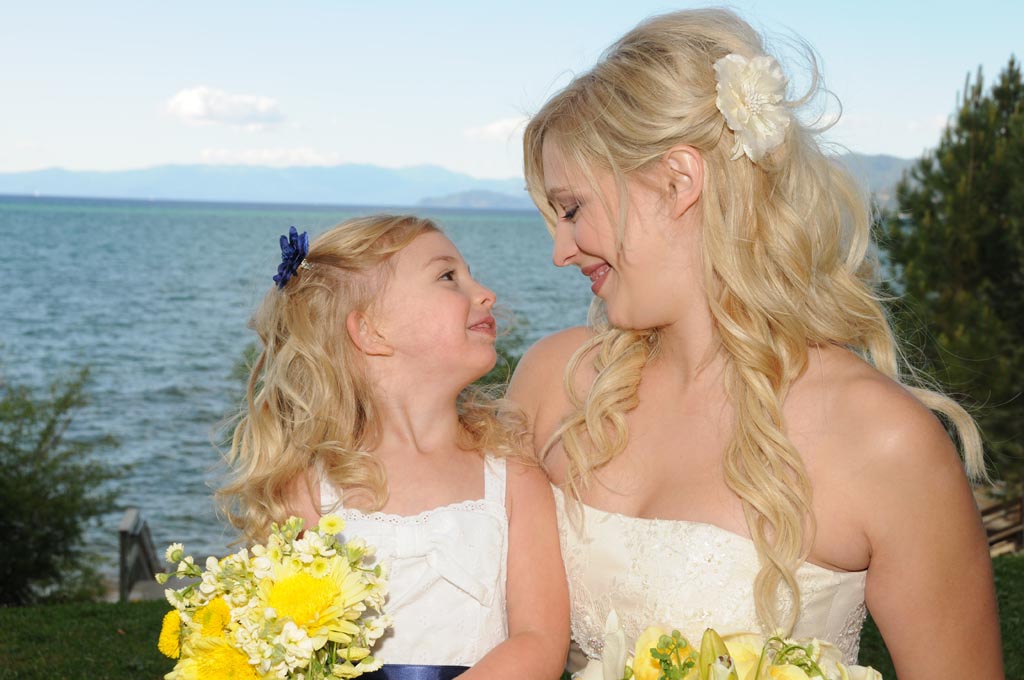 Mom and her daughter give affectionate look to each other