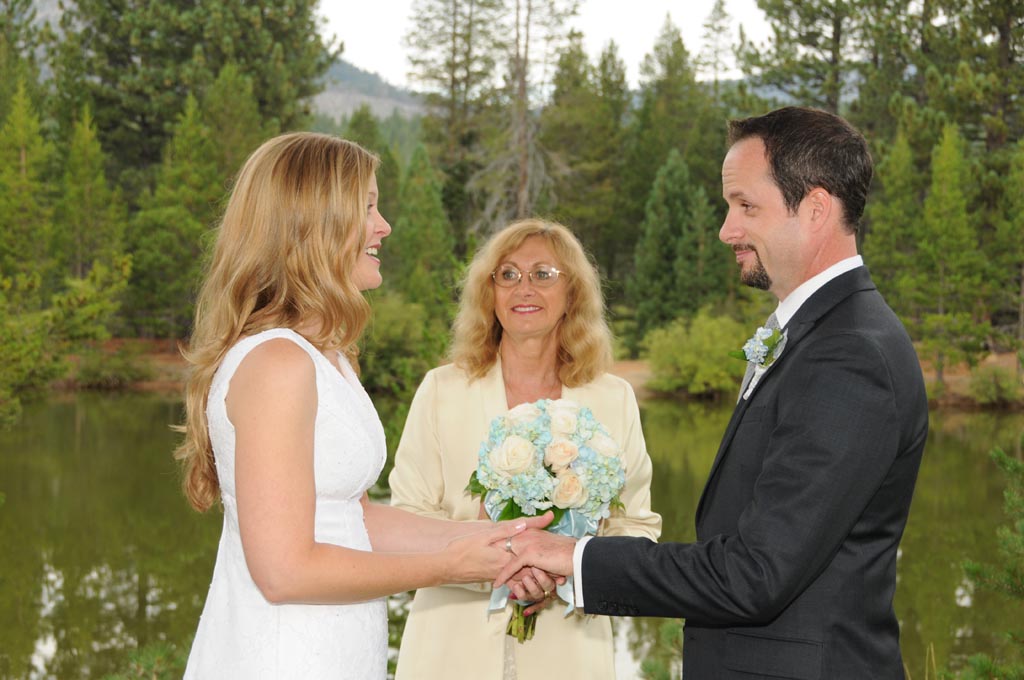 Bride and groom begin their vow exchange