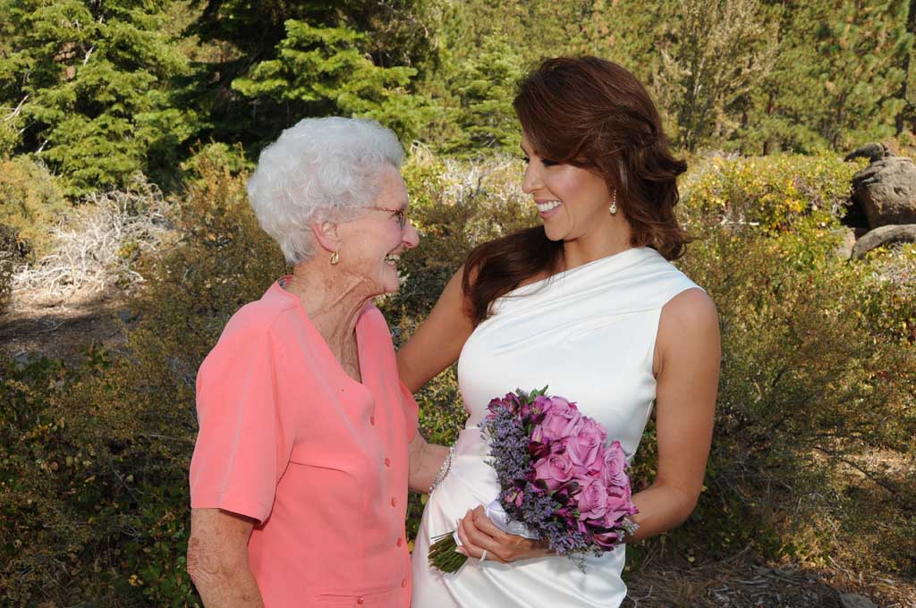 The grandmother of the bride offers congratulations