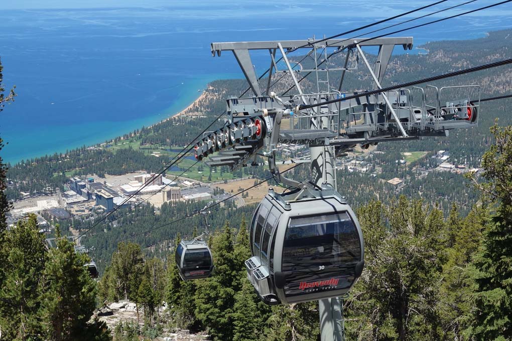 Aerial gondola scene of the main section of South Lake Tahoe