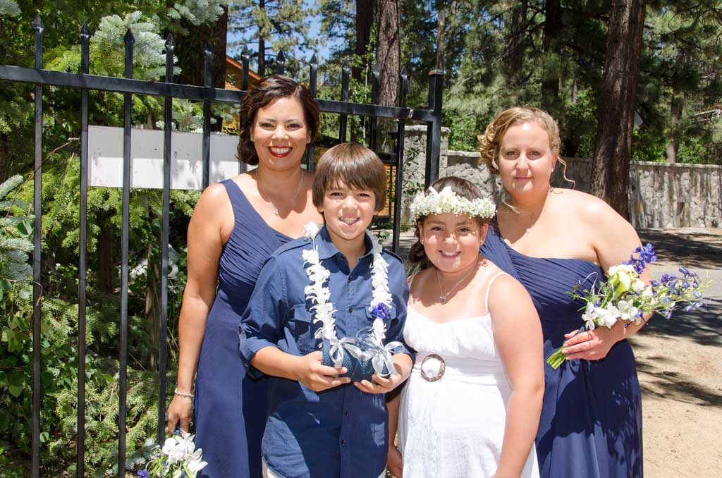 The wedding party posing together after the ceremony