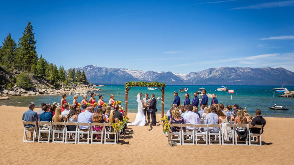 A beach side wedding taking place at Round Hill Pines