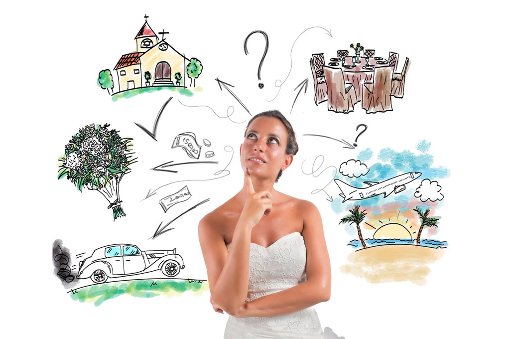 Bride having many visual thoughts about how to go about planning her weddings.